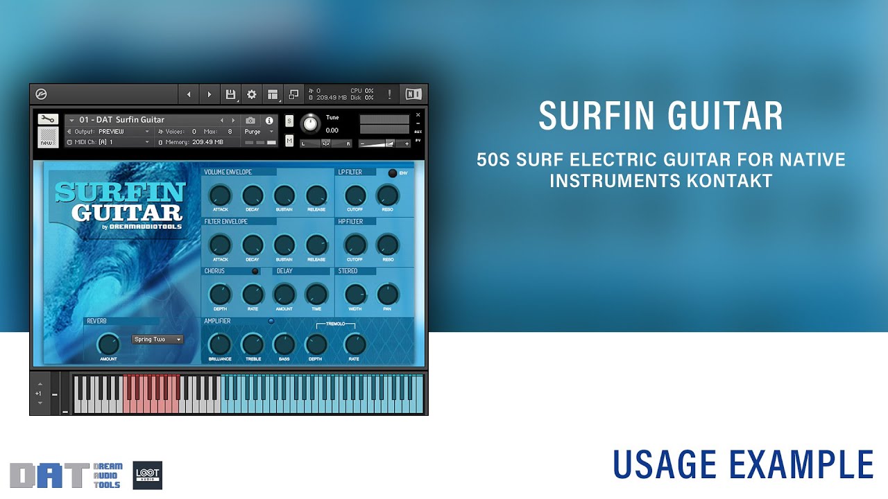 Surfin Guitar // 50s Surf Electric Guitar for Native Instruments Kontakt   Usage Example