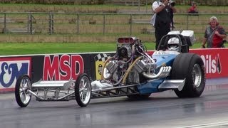 DAVE ARMSTRONG BLOWN V8 NITRO FRONT END DRAGSTER RUNS 6.69 @ 217 MPH SYDNEY DRAGWAY 3.3.2013