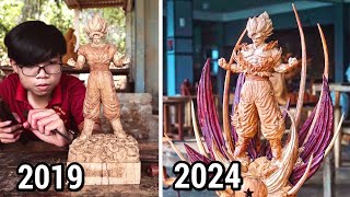 I Remake My Goku Statue After 5 Years - Dragon Ball Z Wood Carving