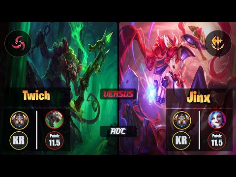 Challenger TWITCH [Hail of Blades] (ADC) VS  JINX - Challenger KR Patch 11.5