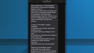 Did you get this text claiming to be from the Ohio BMV It's a scam.