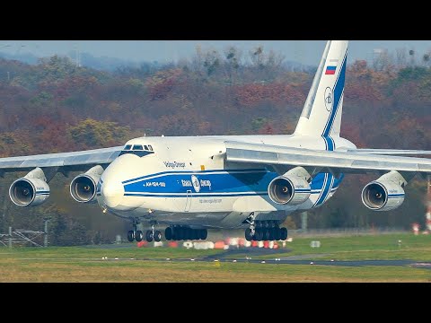 ANTONOV AN124, A380 and C-17 LANDING - 20 Minutes HEAVY PLANES at Düsseldorf (4K)