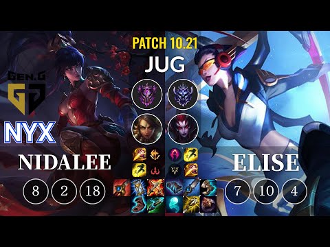 GEN Nyx Nidalee vs Elise Jungle - KR Patch 10.21