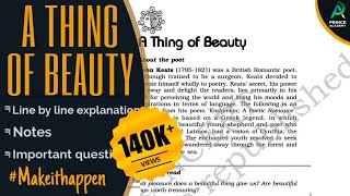 A Thing Of Beauty (Line By Line Explanation) By John Keats | Prince Academy | Flamingo Class 12