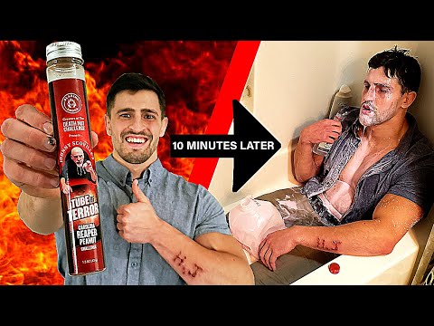 Trying not to Die after Eating the WORLD'S HOTTEST PEANUTS | Bodybuilder VS Tube of Terror Challenge