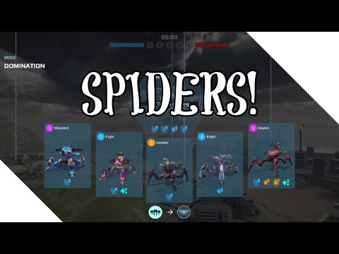 Spider Robots (Rayker, Fujin, Weyland, Invader, Raijin) Gameplay | War Robots - Domination Mode