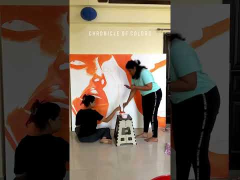 Painting a Huge Canvas for a Cafe 🎨💖 #youtubeshorts #shorts