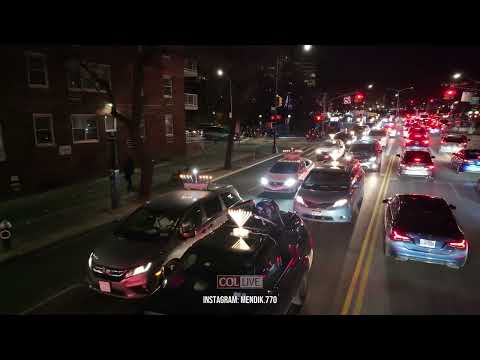 Drone view: Menorah parade in NYC 2024