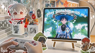 ☁️ playing genshin impact on a cozy summer night, ipad setup | sumeru ambience (asmr)