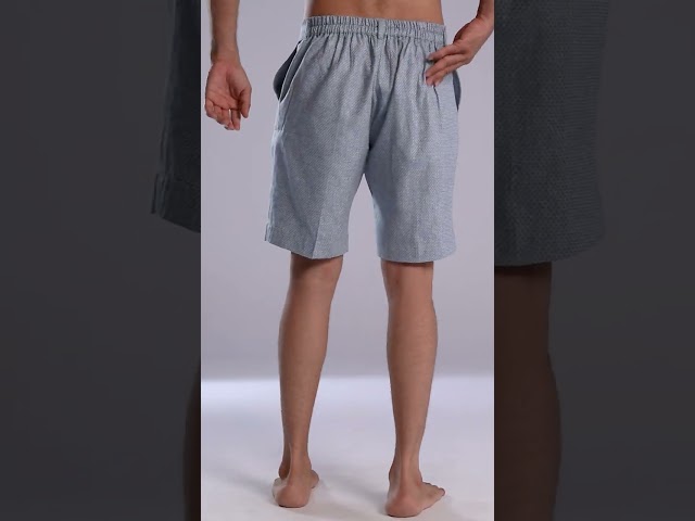 شورت كتان رجالي الأزرق