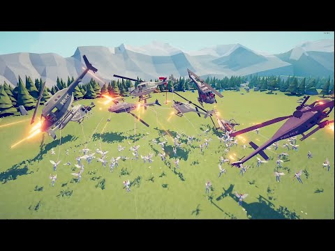 8x HELICOPTER vs 120x ALL FACTION - Totally Accurate Battle Simulator | TABS