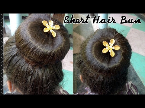 Short hair bun/ Easy Top knot bun/  How to make quick & easy short hair bun hairstyle/ Messy bun Video