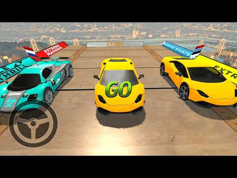 Impossible Car Tracks 3D - Yellow Lambo Driving Stunts Multiplayer Mode - Android Gameplay 2022