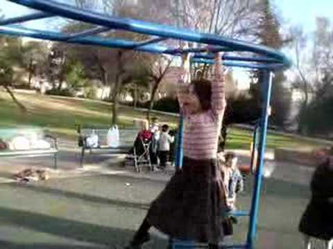 shaindy tries to do monkey bars