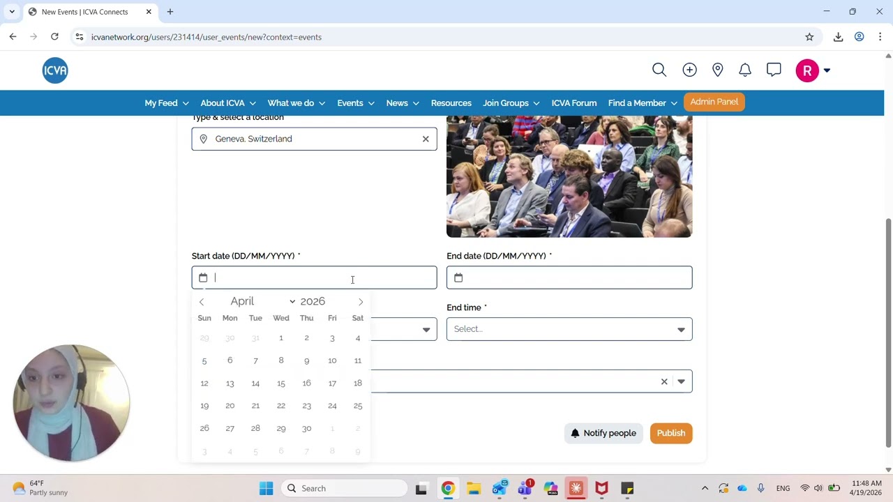 How to Create an Event on ICVA Connects