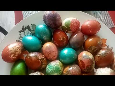 Подготовка к пасхе/красили яйца, очень красивые /как живут в русской деревне...