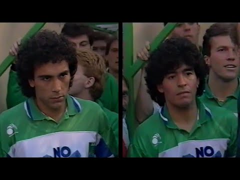 Hugo Sánchez y Maradona jugando juntos en la despedida de Platini - 23/05/1988