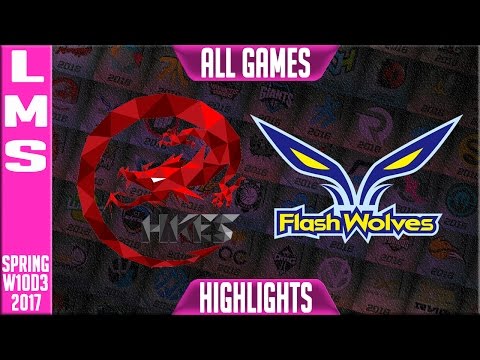 Hong Kong Esports vs Flash Wolves Highlights All Games - LMS W10D3 Spring 2017 HKE vs FW All games