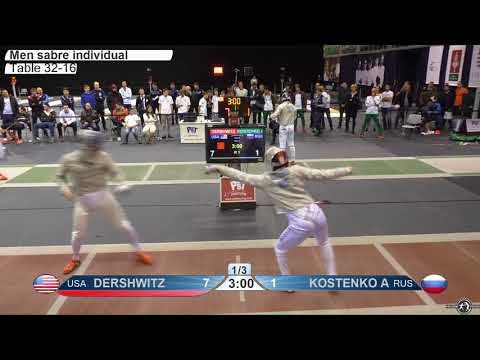 2018 163 M S Individual Gyoer HUN World Cup T32 14 red DERSHWITZ USA vs KOSTENKO RUS