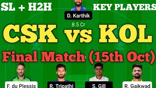 CSK vs KOL Dream11 Team | CSK vs KOL Dream11 Team Prediction | CSK vs KKR Dream11 IPL 2021 Final.