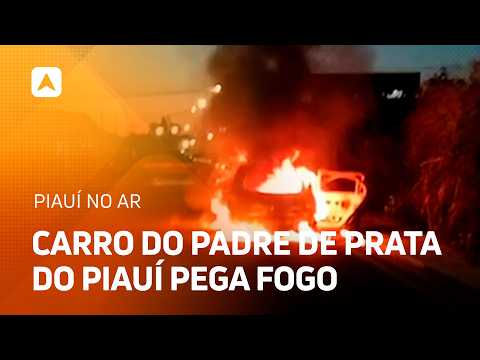 Carro do padre de Prata do Piauí pega fogo e fica completamente destruído