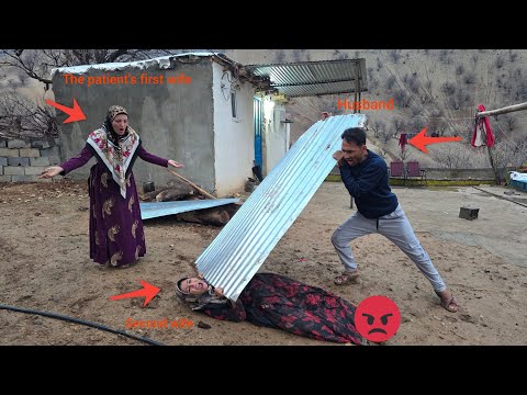 A husband who gets angry at the behavior of his second wife and supports his sick first wife.