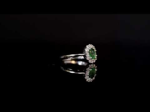 18ct White Gold 0.36ct Emerald & Diamond Cluster Ring
