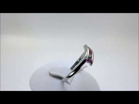 9 CT White Gold Diamond + Pink Sapphire Crossover Dress Ring (00216)
