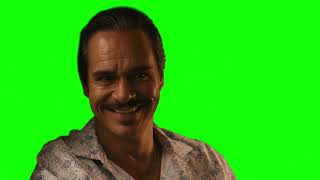 Lalo Salamanca smiling behind car window Better Call Saul green screen