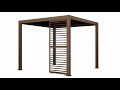 Heavy Duty Aluminium Single Slatted Adjustable Pergola Screen in Wood Effect