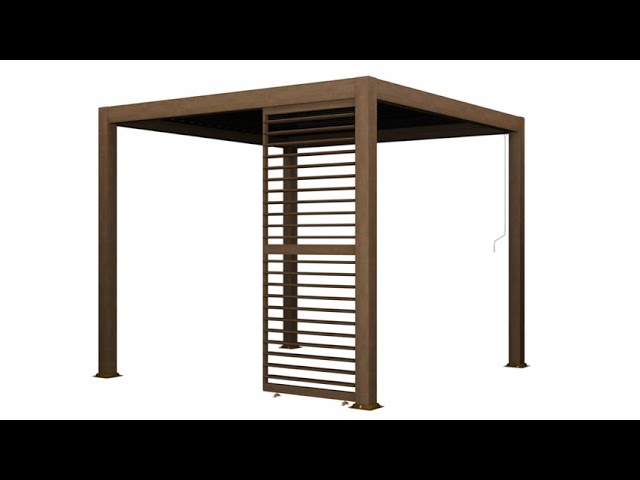 Heavy Duty Aluminium Single Slatted Adjustable Pergola Screen in Wood Effect