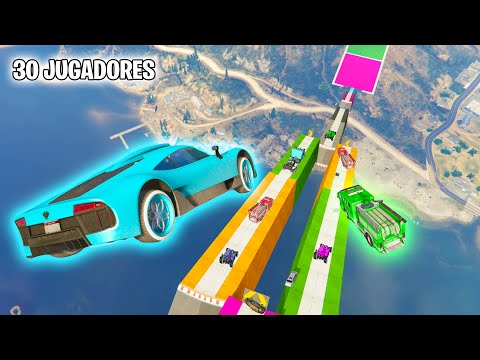 MEGA RAMPA DE 30 PERSONAS! REMONTADA MEGA SUPER EPICA FINAL INCREIBLE!! - CARRERA GTA 5 Online