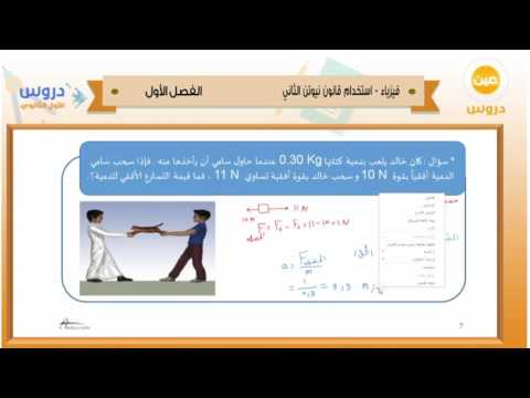 الأول الثانوي | الفصل الدراسي الأول 1438 | فيزياء | استخدام قانون نيوتن الثاني