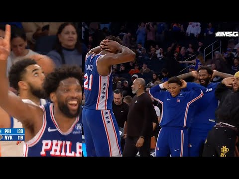 Joel Embiid celebrates first dunk of season and thrusts with 76ers bench 😂