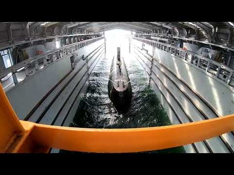 TCG Batıray on floating submarine dock