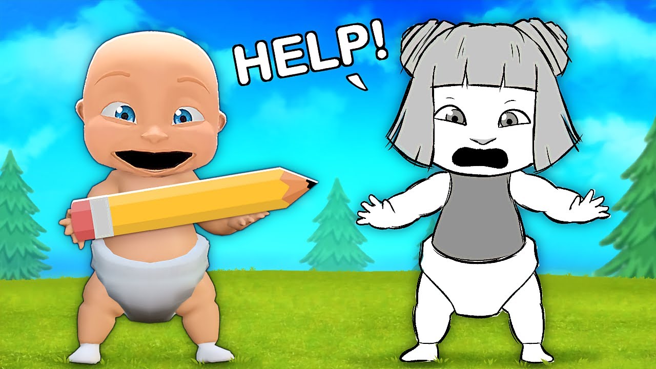 Baby & Girlfriend Play Crazy Drawing Games!