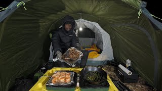 Cooking Steak & Shrimp In A Tunnel Tent | Winter Camping