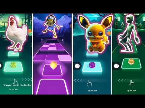 Chicken Song vs Crazy Frog vs Pikachu vs Alien Dance - Tiles Hop EDM Rush