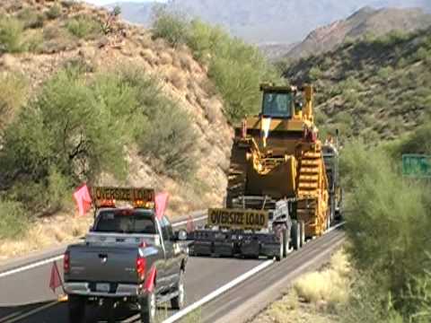 Transporting A Caterpillar D11R Down A 10% Grade On Arizona State Route 177 BPart 2
