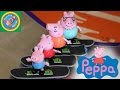 Peppa Pig Skateboarding On DIY Ramp With Mummy Pig Daddy Pig George Pig