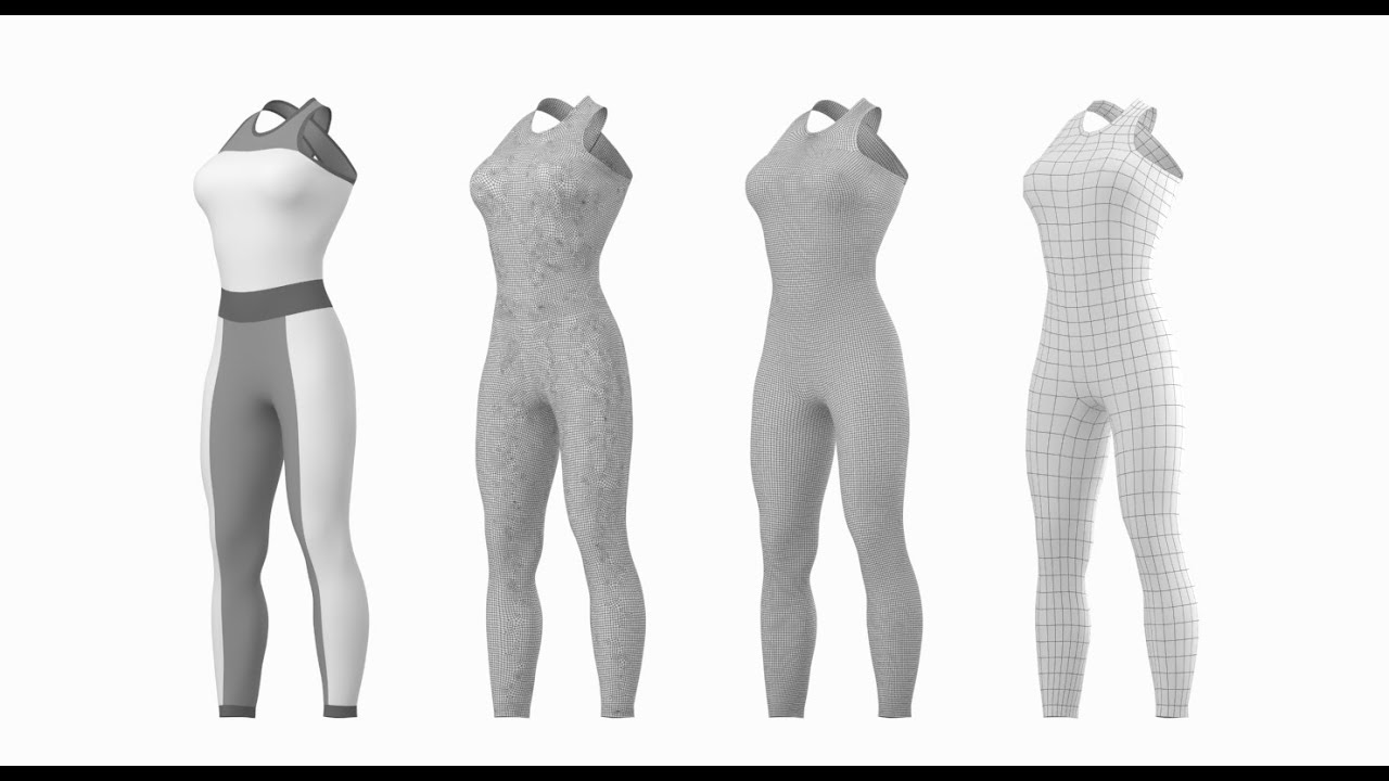 Kit de conception de maille de base pour v&ecirc;tements de sport pour femmes 02 Modèle 3D