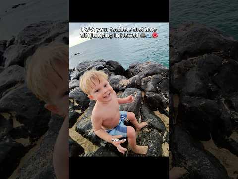 POV: your toddlers’s first time cliff, jumping in Hawaii 🪨🌊🌺