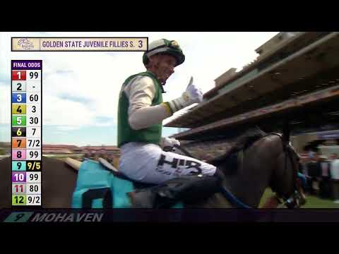 Mohaven wins the Golden State Juvenile Fillies Stakes race 3 at Del Mar 10/31/25