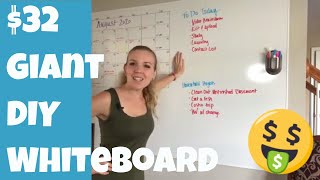 Giant Whiteboard for Wall DIY Cheap! Custom Marker Holder for Home Office & Virtual School