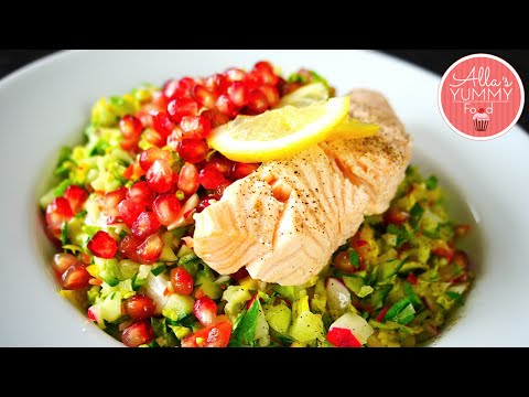 Poached Salmon - Quick & Healthy Salad Recipe - Теплый салат с лососем