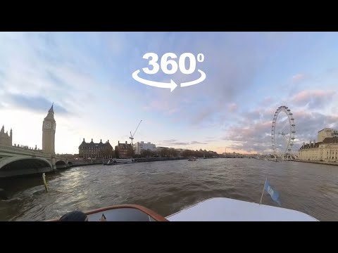 Vídeo 360 do cruzeiro do Rio Thames em Londres, Reino Unido.