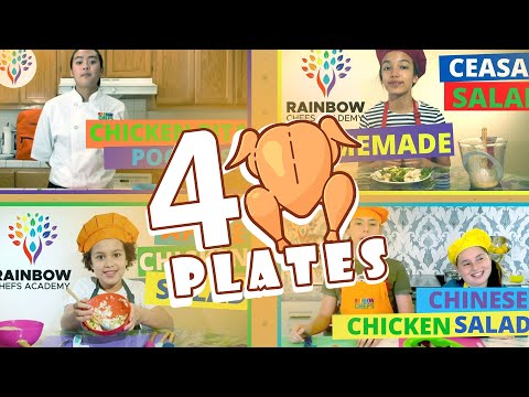 Easy Recipes for Kids | 4 CHICKEN PLATES 🍗🍗🍗 🍗 Caesar, Chinese, Pita & Apples!
