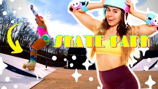 SKATE PARK ROLLER SKATING for the FIRST TIME | Roller Skate Beginner Vlog Day 21
