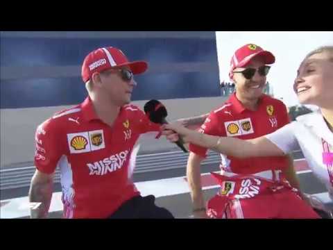 Abu Dhabi 2018 Kimi Räikkönen and Sebastian Vettel Interview at Drivers Parade - He is going to cry!