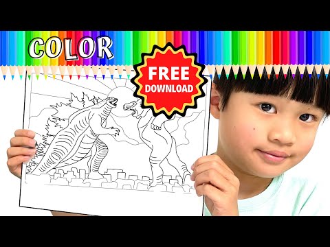 Godzilla & Kong coloring page, Free download, Color with Matthew.